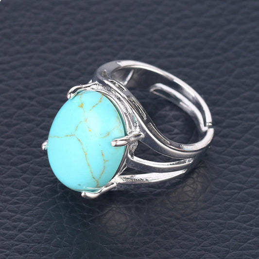 Natural stone crystal alloy ring for women in multiple colors